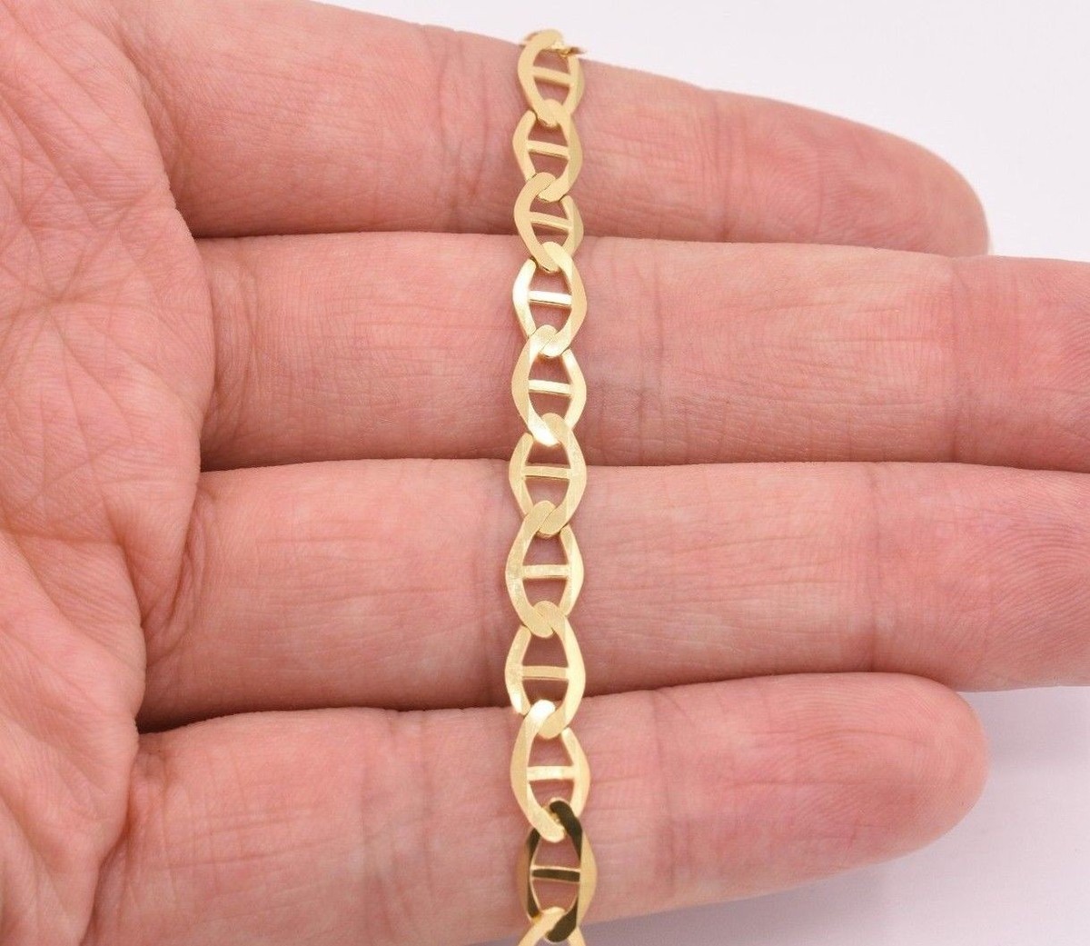 6mm Mariner Anchor Gucci Link Chain Bracelet Real Solid 10K Yellow