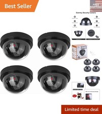 Weatherproof 4 Pack Dummy Cameras with Red LED Light for Business Protection