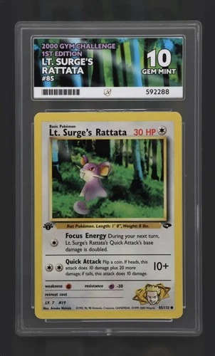 Lt Surge Rattata ACE 10 1st Edition POP 1 Pokemon Card 85/132 Gym Challenge WOTC