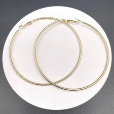 Vintage Gold Tone Large Thin Fashion Jewelry Oversized Modern Hoop Earrings Y2K