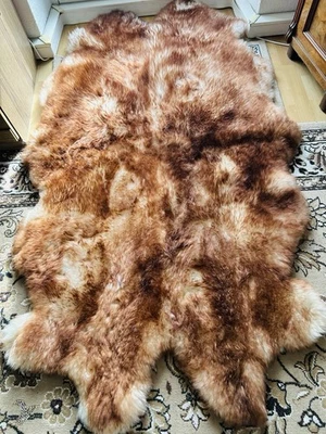 Schlaffell Fellteppich Schaffelldecke Bett Lammfell 4er Kaminfell 200 X 110 cm - Bild 1 von 3