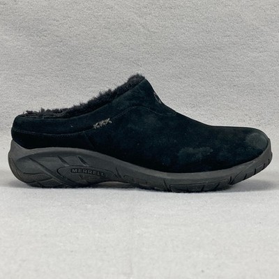 Merrell Encore Ice Shoes Womens 10 Black Sheepskin Leather Slip On Mule Clog