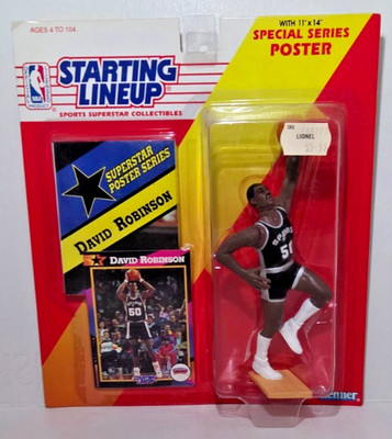 1992 DAVID ROBINSON Kenner Starting Lineup SLU San Antonio Spurs Sealed w/Poster