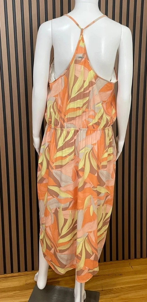 PrAna Women's XL Orange Dress Polyester Tropical Racerback Tank Summer Cocktail - Image 3 of 4
