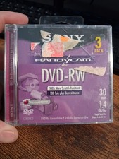 Sony HandyCam DVD-RW Re-Recordable Disks 3-Pack NEW SEALED 30-Min Each 1.4 GB