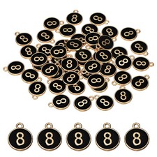 8 Number Charm, 50 Pcs Double Sided Number Charm Pendant for Bracelet DIY Black