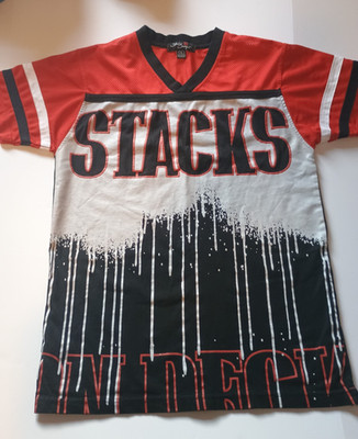 Studio 23 Red White Black Color Block Graphic Jersey Tee Mens Size L