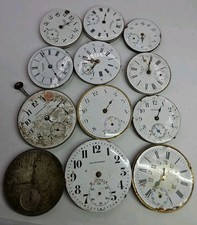 12 Pocket Watch Movements Lot Parts/Repair/Crafts M1