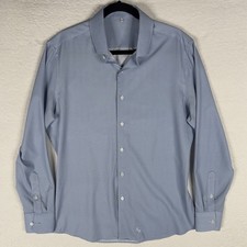 State Liberty Blue Patterned Dress Shirt Men's Large Performance Stretch