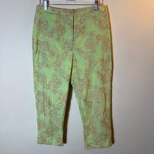 Vintage Lilly Pulitzer Cropped Pants Green Pink Pineapple Floral Size 10