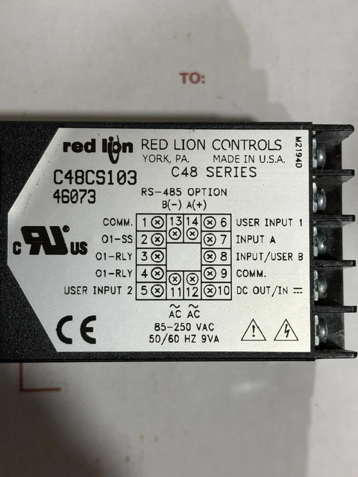 Red Lion C48CS103 6-Digit PRESET COUNTER 85-250VAC 1/16 DIN w/Mounting Clamp - Image 3 of 4