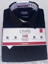 Chaps Regular Fit Super Shirt Dress Shirt S Black 14-14.5 Neck 32/33 4 Way Stre…