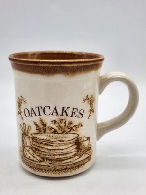 Vintage Biltons Made in England Oatcakes & Recipe Embossed Ceramic Mug 10 oz