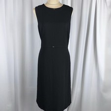 Vtg Garfield And Marks Sheath Dress Sz 10 Brass Accents Midi Sleeveless EUC