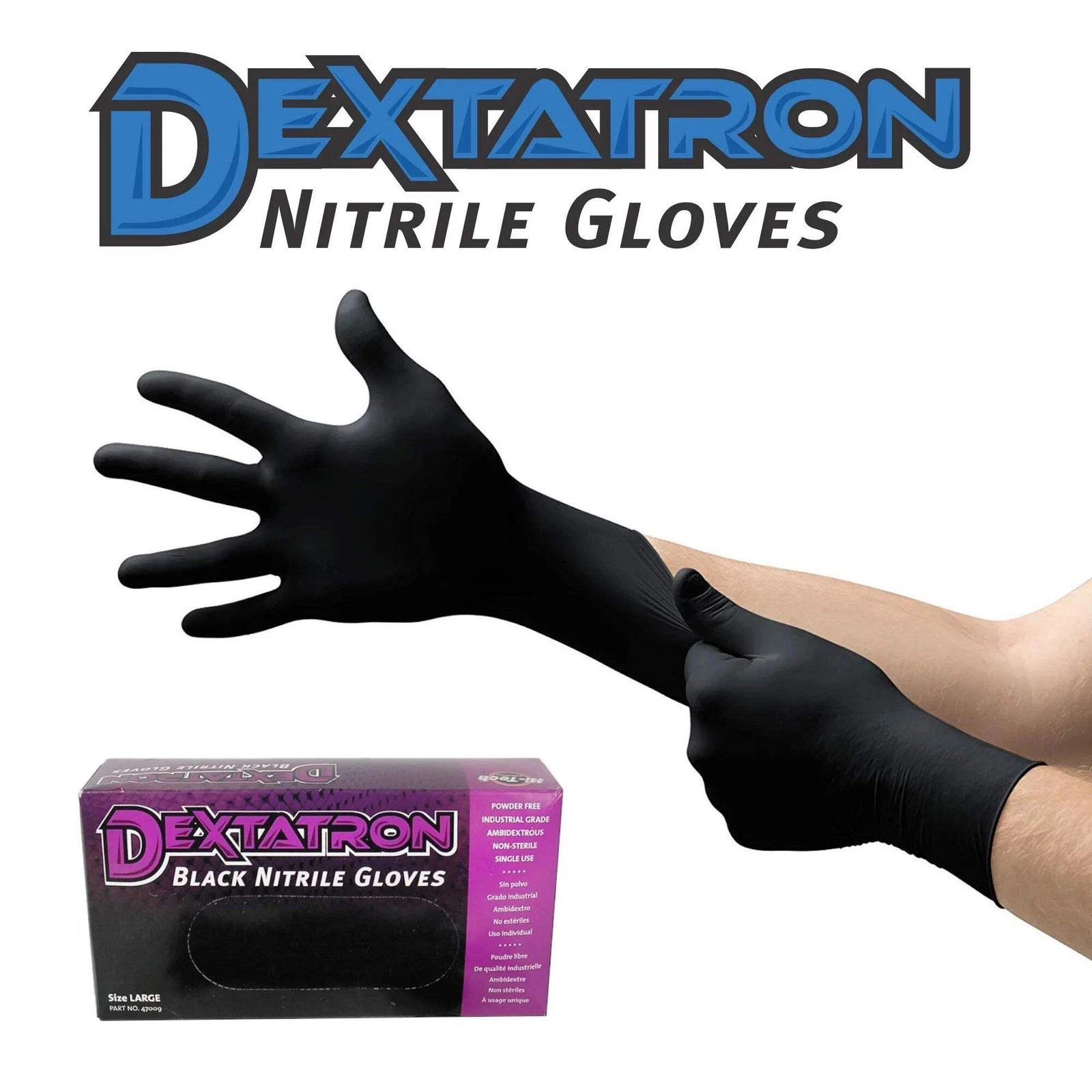 Black Disposable Nitrile Gloves - 100/Box (Large)