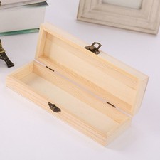 2 Pcs Solid Wood Stationery Box Student Pen Storage Container Case