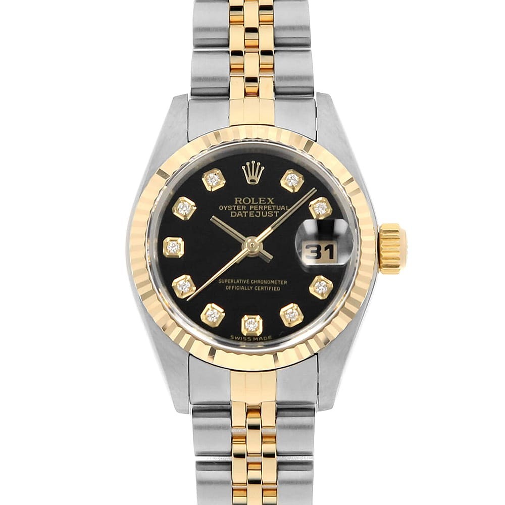 ROLEX Datejust 10P Diamond 79173G black Y Number second hand Women