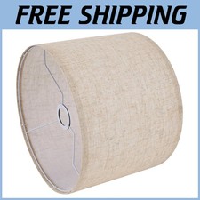 Beige Linen Drum Lampshade - 13" Top X 13" Bottom X 10" High