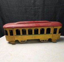 Antique Dayton Schieble Toys Hillclimber Trolley - Pressed Steel Train Toy