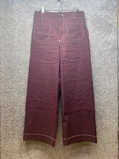 Anthropologie Maeve Colette Womens 29 Contrast Stitch Cropped Wide Leg Pants