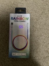    3 FT Rainbow Type-C Charging Cable   USB-C Sync Cord