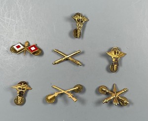 US Army Officer Branch Insignia 7 Different 1 Pin Back # 2