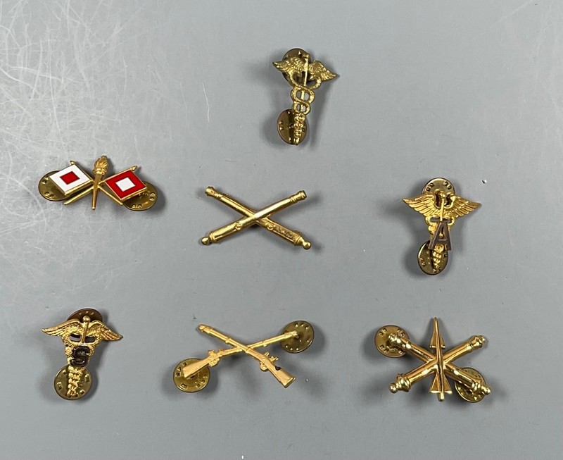 US Army Officer Branch Insignia 7 Different 1 Pin Back # 2