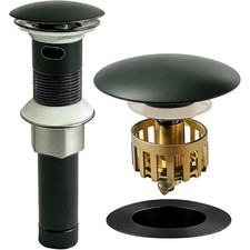 Matte Black Stainless Steel Up Sink Drain Stopper with Overflow for Vessel