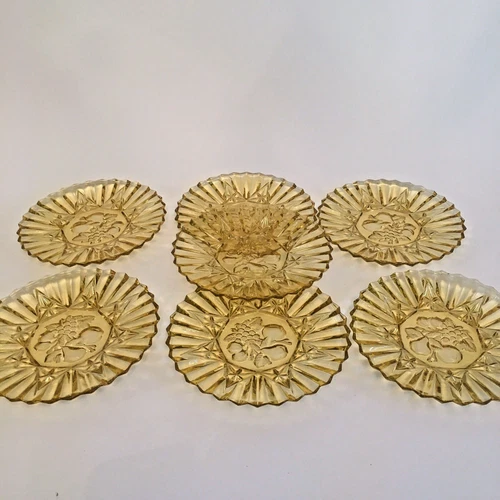 7 Luncheon Plates Pioneer Amber by Federal Glass 8"