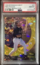 1998 Bowman’s Best Atomic Refractor #21 Mike Piazza 070/100 PSA 8 POP 1 RARE