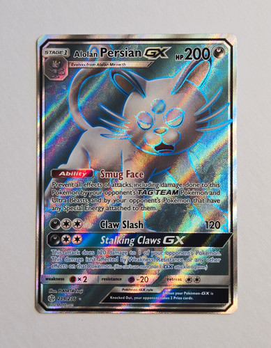 Alolan Persian GX 219/236 Cosmic Eclipse Full Art Holo Ultra Rare English