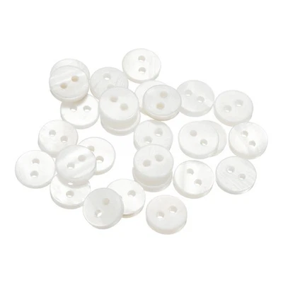 25Stk Natürliche Muschelknöpfe 2 Loch 9mm Flache Perlmuttknöpfe Weiß - Bild 1 von 4