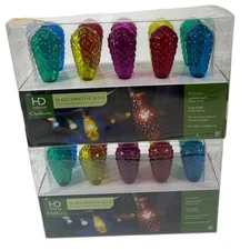 HD DESIGNS OUTDOOR Patio Coloful Textured Edison String Lights SET 2 