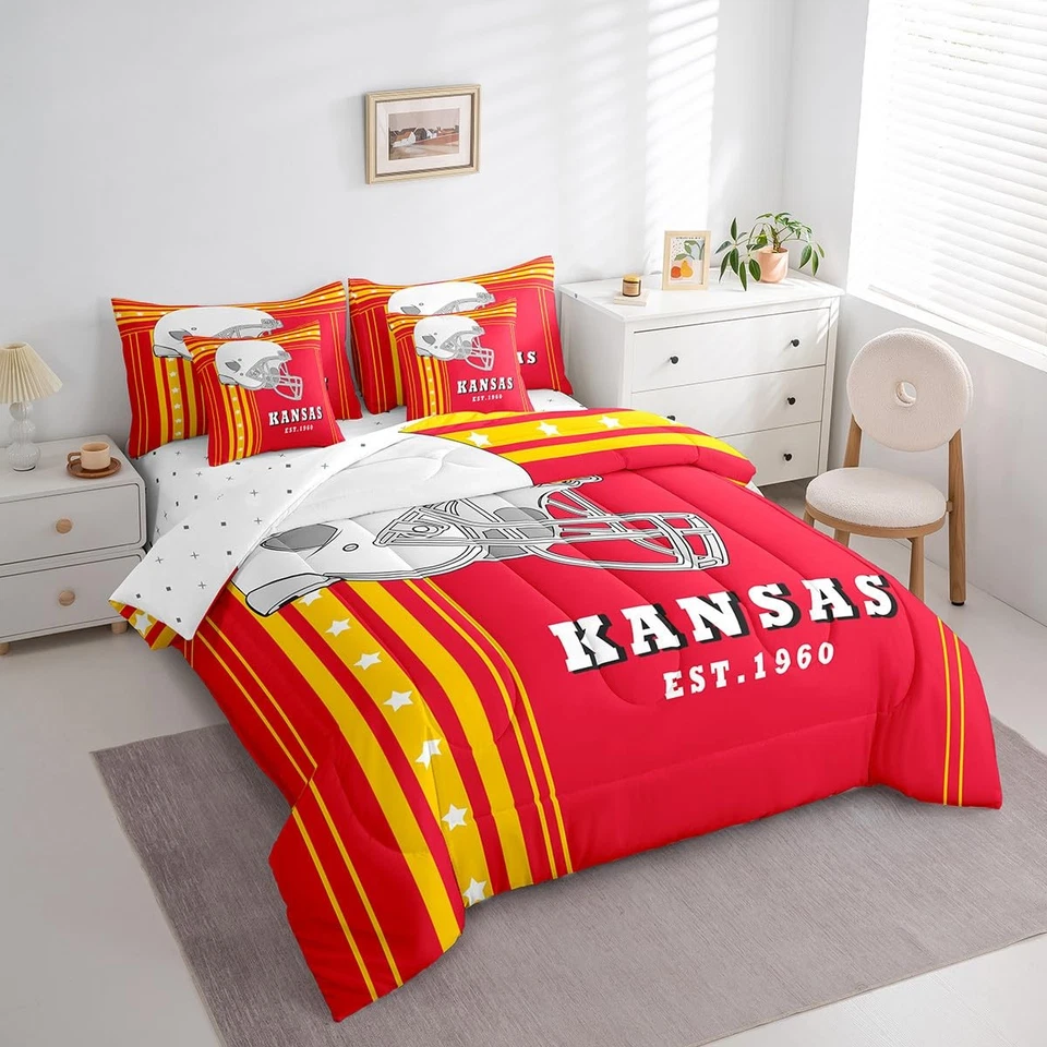 7 Piezas Juegos de Edredón Doble Fútbol Cama en Bolsa Fútbol Deportes Juego Edredón... Foto 4 de 4