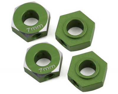 Samix SCX-6 Aluminum Hex Adapter (Green) (4) (7mm) [SAMSCX6-6063-7-GN]