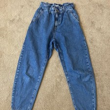 Zara Barrel High-Waist Blue Women  s Jeans Size 4