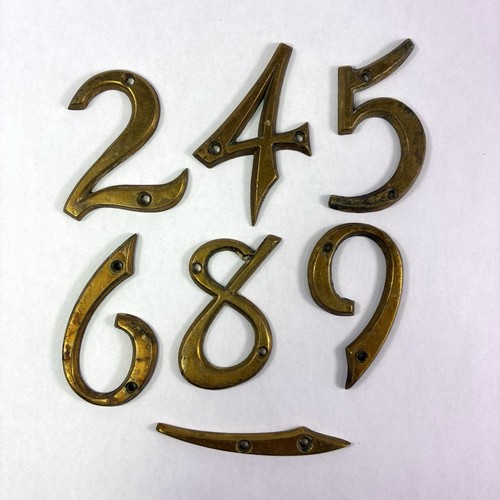 Lot of 6 Vintage Solid Brass House/Mailbox Numbers Address 2 4 5 6 8 9