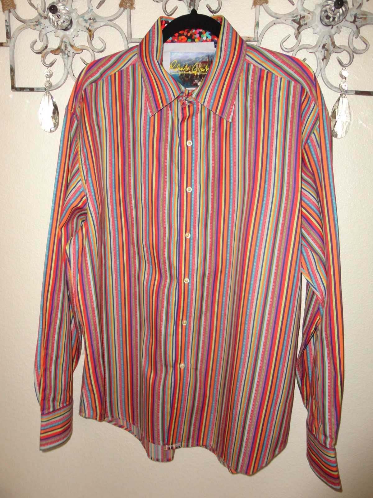 Multi Color Shirt ROBERT GRAHAM MEN'S MULTI-COLOR STRIPE BUTTON-FRONT LONG SLEEVE SHIRT ...