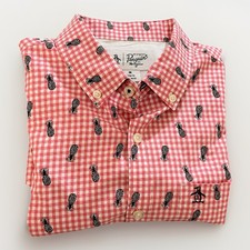 Original Penguin Men s M Pink Gingham Pineapple Slim Fit Button-Up Shirt