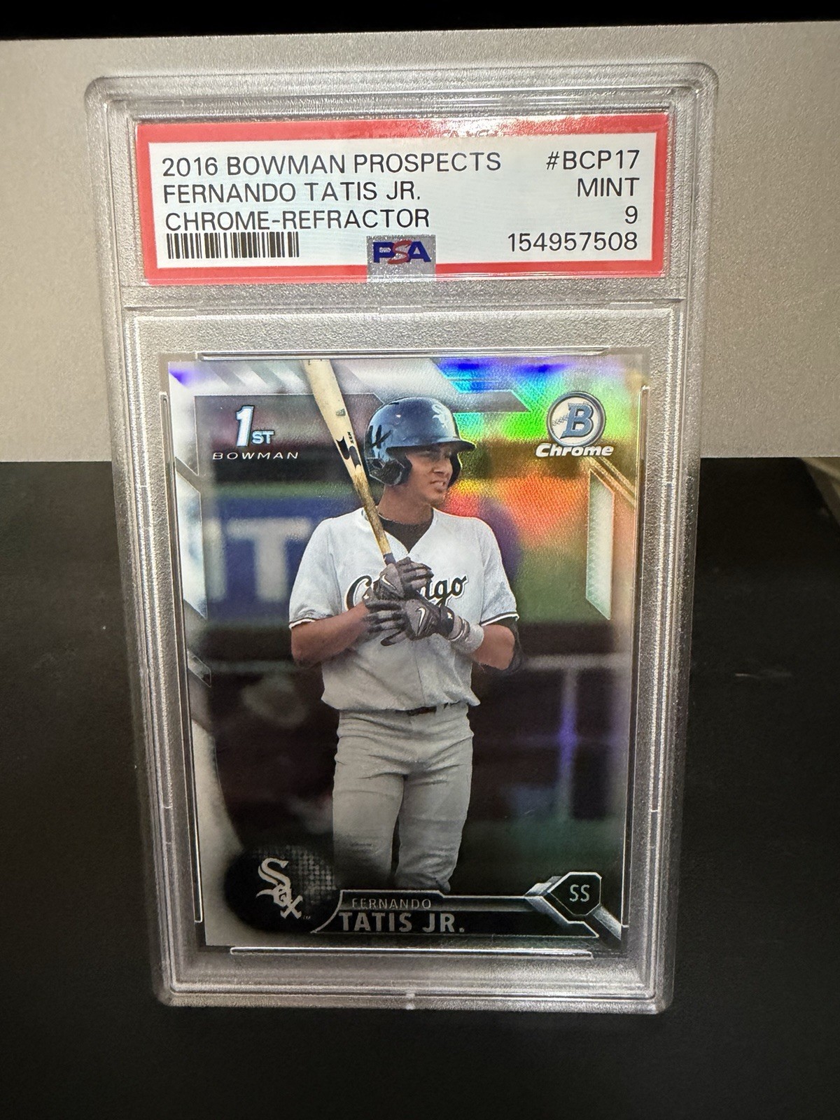 2016 Bowman Chrome Refractor Fernando Tatis Jr. White Sox RC Rookie #/499 PSA 9 view 1