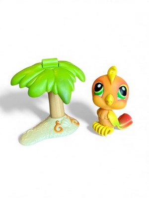 LPS Hasbro #120 Orange/Yellow Cockatoo Bird Green Eyes 2004 G1 V1 Rare Pet Pairs