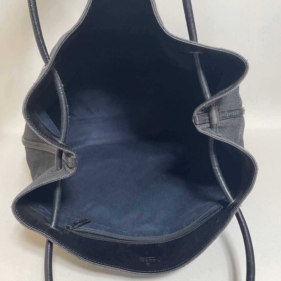 Gucci GG Canvas Tote Bag Black Leather Trim Excellent Condition thumbnail 8