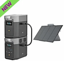 QTY 2 EcoFlow DELTA 2 Power Station+One 400W Solar Panel + DELTA 2 Extra Battery