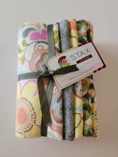 Creative Cuts Stax Quilting Fabrics Floral Yellow Pink Blue