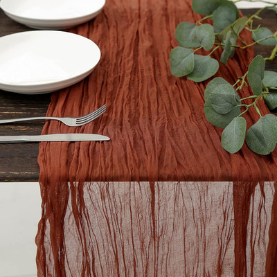 Fall Cheesecloth Table Runner 13Ft, Rust Gauze Thanksgiving Table Decor