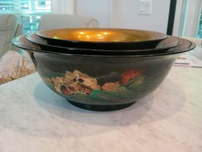Vintage Chinese Lacquer Goldfish Bowls Hand-Painted Foochow (Fuzhou) Chinoiserie