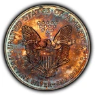 2001 1 oz Silver American Eagle - Thick Rainbow Toning - BU - SKU-E3501