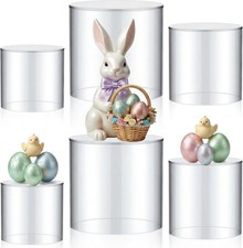 6 Pcs Acrylic Risers Display Stands 4" 5" 6" Round Cake Cylinder Pedestal