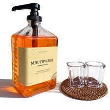 37oz Glass Mouthwash Dispenser For Bathroom Mouthwash Dispenser Pump Mouth Wash