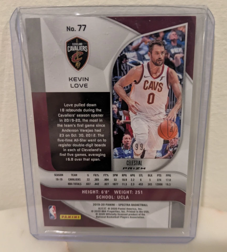 2019-20 Panini Spectra - Kevin Love #77 Celestial Prizm 55/99 Cleveland Cavs - Image 3 of 3